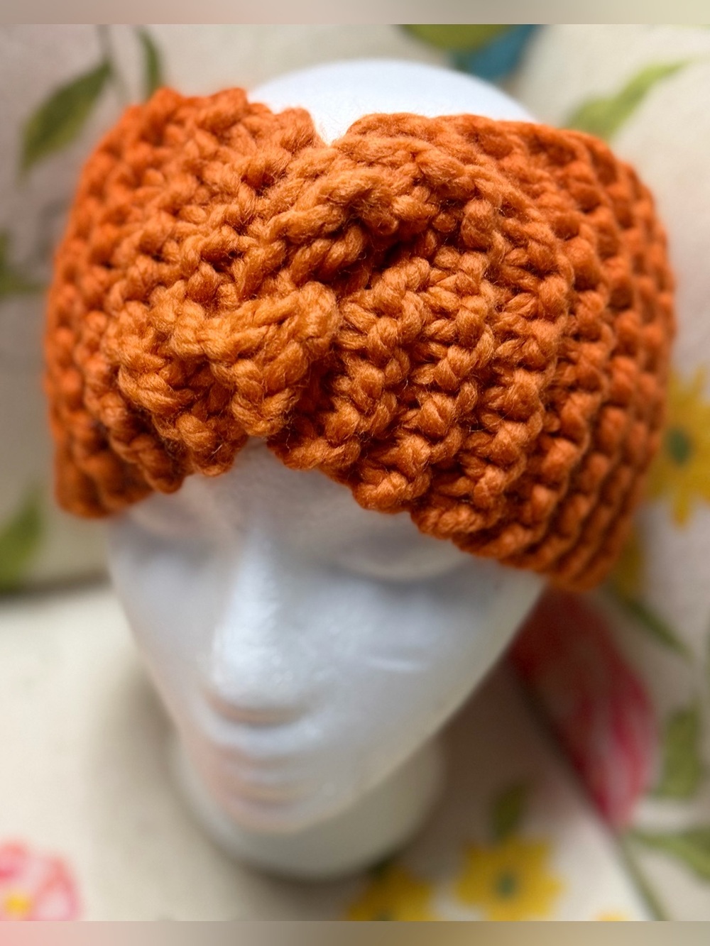 Handmade Hand Crafted Knit Twist Headband adult/teen orange fall